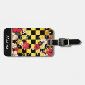 Étiquette À Bagage Sakura À damiers Motif (Devant horizontal)