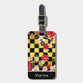 Étiquette À Bagage Sakura À damiers Motif (Devant Vertical)