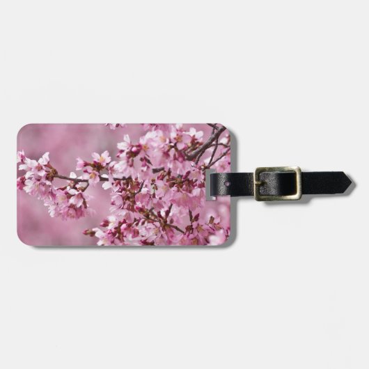 Étiquette À Bagage Sakura Cherry Blossoms Pastel Pink Layers (Devant horizontal)
