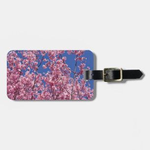 Étiquette À Bagage Sakura Cherry Fleurit Dans Le Bleu
