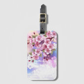 Étiquette À Bagage Sakura rose sur la peinture Arrière - plan (Devant Vertical)