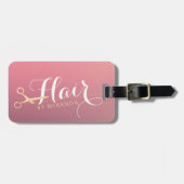 Étiquette À Bagage Salon de maquillage moderne ciseaux d'or rose (Devant horizontal)