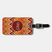 Étiquette À Bagage Salsa Roja Tomato Red Chevron Zig Zag Personalized (Devant horizontal)