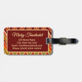 Étiquette À Bagage Salsa Roja Tomato Red Chevron Zig Zag Personalized (Dos horizontal)