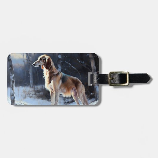Étiquette À Bagage Saluki Laisser neiger Noël (Devant horizontal)