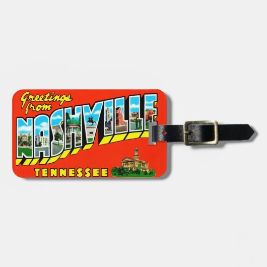 Étiquette À Bagage Salutation Coloré de Nashville (Devant horizontal)
