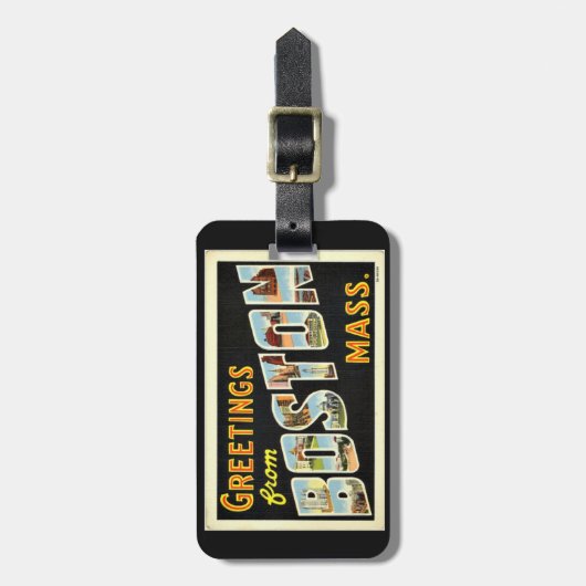 Étiquette À Bagage Salutations de Boston, Massachusetts (Devant Vertical)