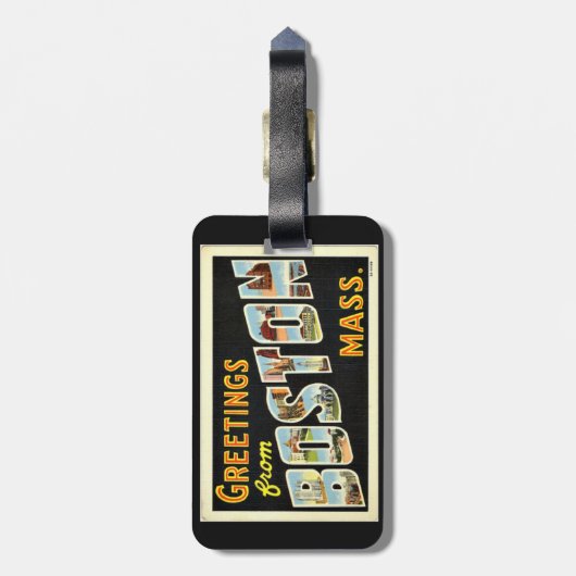 Étiquette À Bagage Salutations de Boston, Massachusetts (Dos Vertical)