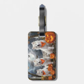 Étiquette À Bagage Samoyed Halloween Épouvantable (Dos Vertical)