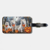 Étiquette À Bagage Samoyed Halloween Épouvantable (Dos horizontal)