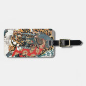 Étiquette À Bagage Samurai Combattre un tigre, Kuniyoshi, Ukiyo-e (Devant horizontal)