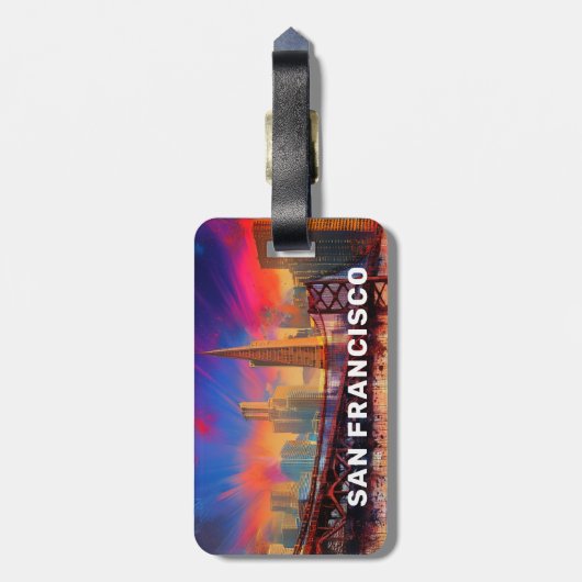Étiquette À Bagage San Francisco Skyline Abstrait Art (Dos Vertical)