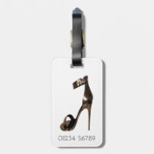 Étiquette À Bagage Sandales de stiletto or avec votre monogramme (Dos Vertical)