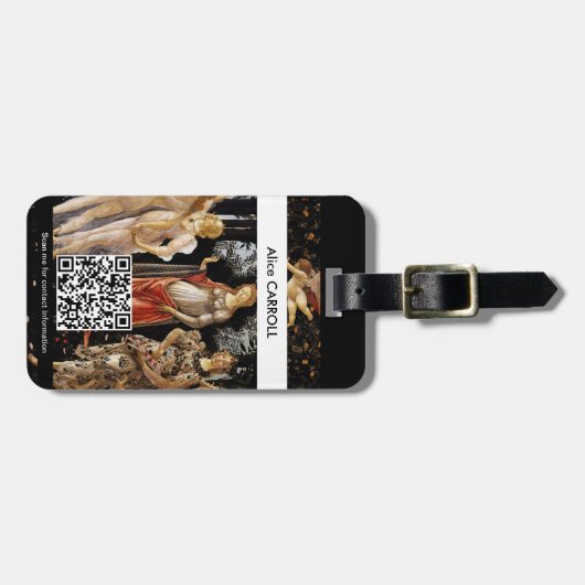 Étiquette À Bagage Sandro Botticelli - La Primavera - QR Code (Devant horizontal)