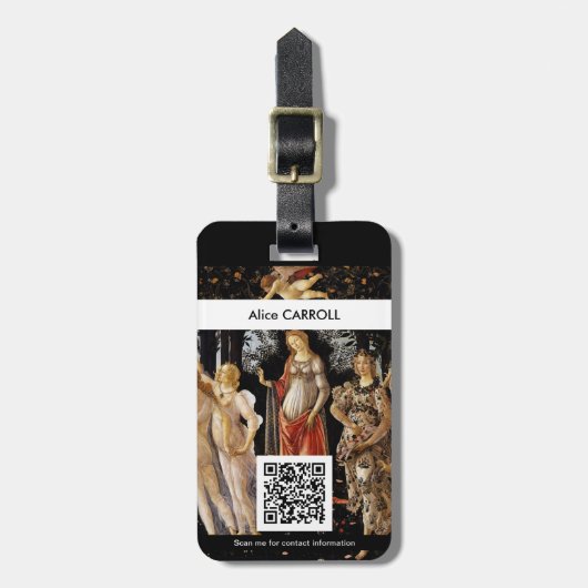 Étiquette À Bagage Sandro Botticelli - La Primavera - QR Code (Devant Vertical)