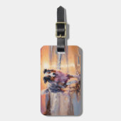 Étiquette À Bagage Sandy Australian Shepherd Dog on Beach Sunset (Devant Vertical)