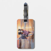 Étiquette À Bagage Sandy Australian Shepherd Dog on Beach Sunset (Dos Vertical)