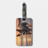 Étiquette À Bagage Sandy Paws Australian Cattle Dog on Beach Sunset (Dos Vertical)