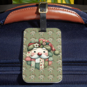 Étiquette À Bagage Santa folklorique patchwork fantaisiste de Noël