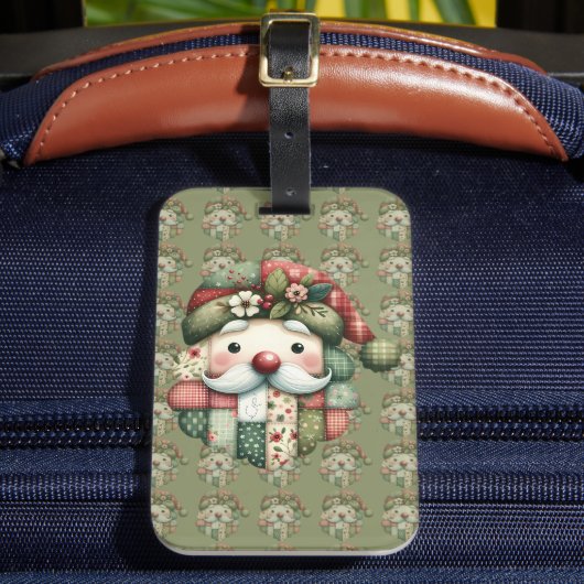 Étiquette À Bagage Santa folklorique patchwork fantaisiste de Noël (Insitu Rectoal 2)