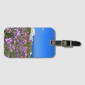 Étiquette À Bagage Santorin Grèce Bâtiment blanc Violet Fleur sauvage (Devant Horizontal)