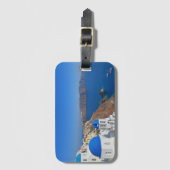 Étiquette À Bagage Santorin Grèce Bleu Domed Church photo (Devant Vertical)