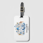 Étiquette À Bagage Santorin Grèce Bleu Toit Bâtiments Architecture (Devant Vertical)