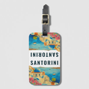 Étiquette À Bagage Santorin Grèce Ile Aquarelle Voyage Souvenir
