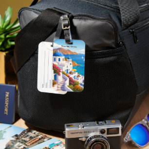 Étiquette À Bagage Santorin Grèce Voyage Europe Rétro