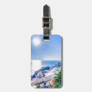 Étiquette À Bagage Santorini Grèce