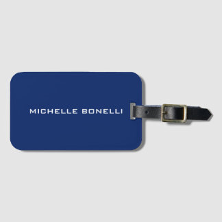 Étiquette À Bagage Sapphire Bleu Minimaliste Plaque Lisible Moderne