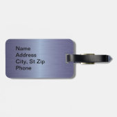 Étiquette À Bagage Sapphire Brush Steel et Black Print (Dos horizontal)