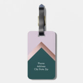 Étiquette À Bagage Sarcelle d'hiver rose d'or et dessin géométrique (Dos Vertical)