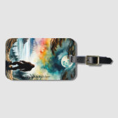 Étiquette À Bagage Sasquatch debout sur la crête surplombant l'océan (Devant Horizontal)