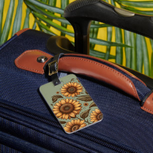 Étiquette À Bagage Sauge et Tournesols