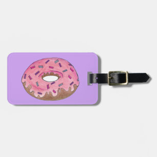 Étiquette À Bagage Saupoudrer de beignets de noix de Doughnut rose
