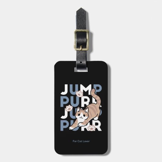 Étiquette À Bagage Sauter Purr Jump : Conception de chat joueuse avec (Devant Vertical)