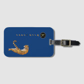 Étiquette À Bagage Sauvage et libre comme des tigres Monogramme Bleu (Devant Horizontal)