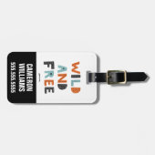 Étiquette À Bagage Sauvage et libre | Lettres Doodle (Devant horizontal)