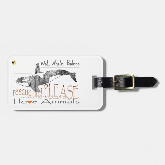 Étiquette À Bagage Sauve-moi la baleine (Devant horizontal)