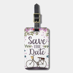 Étiquette À Bagage Sauver la date vélo vintage