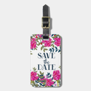 Étiquette À Bagage Sauvez la Date Roses et Pétales.