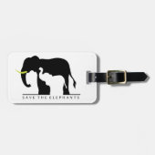 Étiquette À Bagage Sauvez les éléphants (blanc) (Devant horizontal)