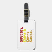 Étiquette À Bagage Saveloy, chips & Curry Sauce. (Devant Vertical)