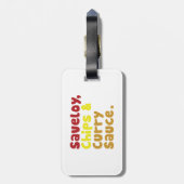 Étiquette À Bagage Saveloy, chips & Curry Sauce. (Dos Vertical)