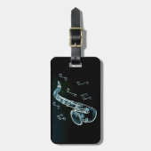 Étiquette À Bagage Saxophone et notes de musique (Devant Vertical)
