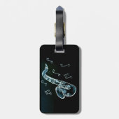Étiquette À Bagage Saxophone et notes de musique (Dos Vertical)