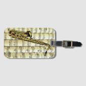 Étiquette À Bagage Saxophone Sur Partition Roulée ~ (Devant Horizontal)