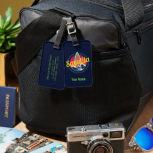 Étiquette À Bagage Sayulita Mexique Surfeur Vintage Wave Coucher de s