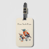 Étiquette À Bagage Scandi Aviary Duet, personnalisé (Devant Vertical)